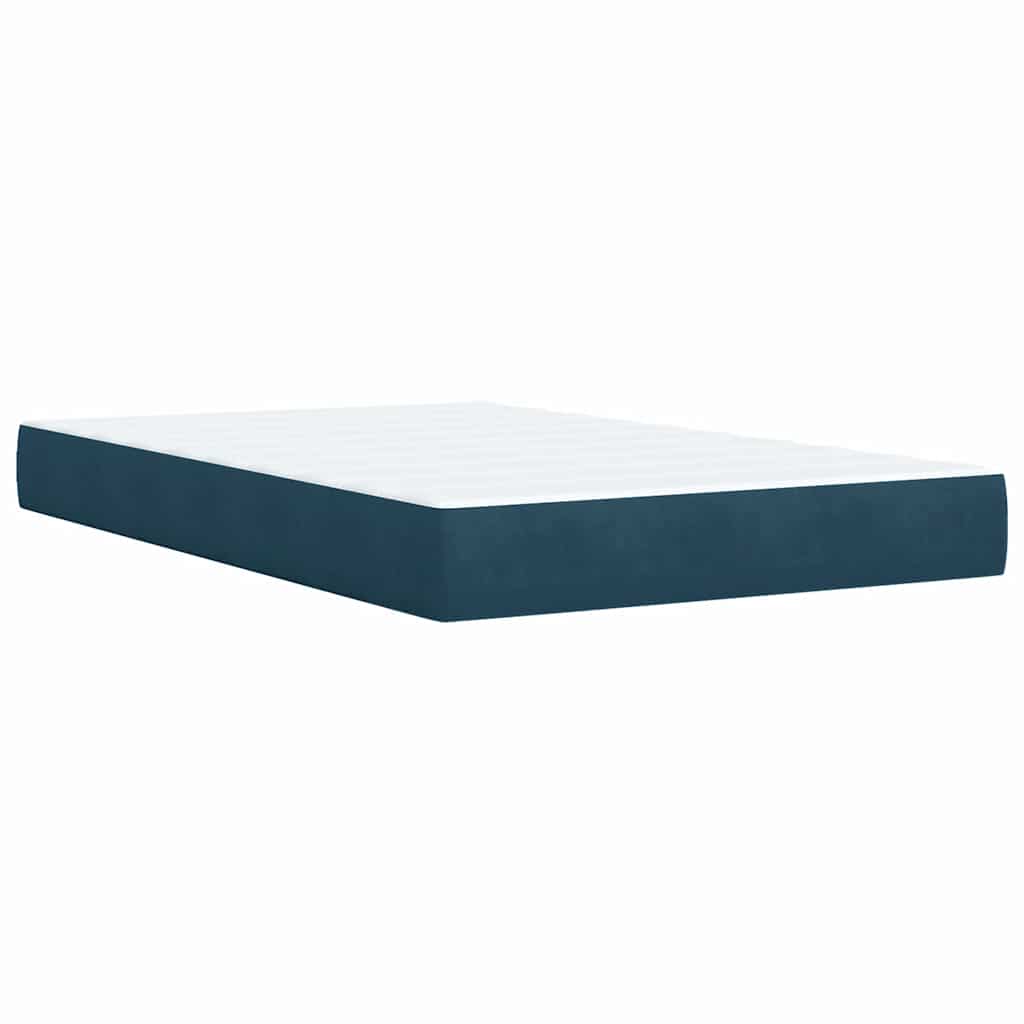 vidaXL Κρεβάτι Boxspring με Στρώμα Μπλε 120x200 εκ. Βελούδινο
