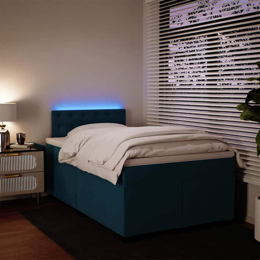 vidaXL Κρεβάτι Boxspring με Στρώμα Μπλε 120x200 εκ. Βελούδινο