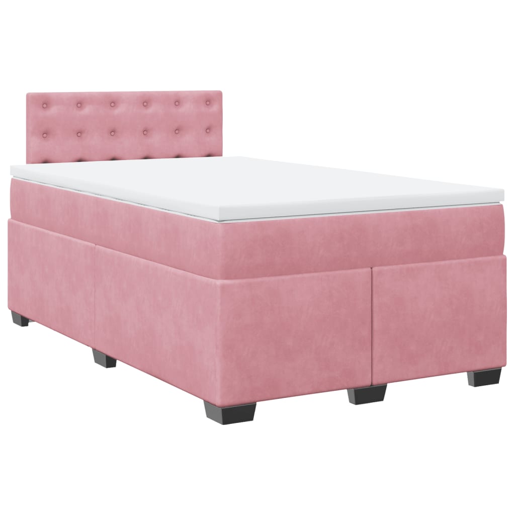 vidaXL Κρεβάτι Boxspring με Στρώμα Ροζ 120x200 εκ. Βελούδινο