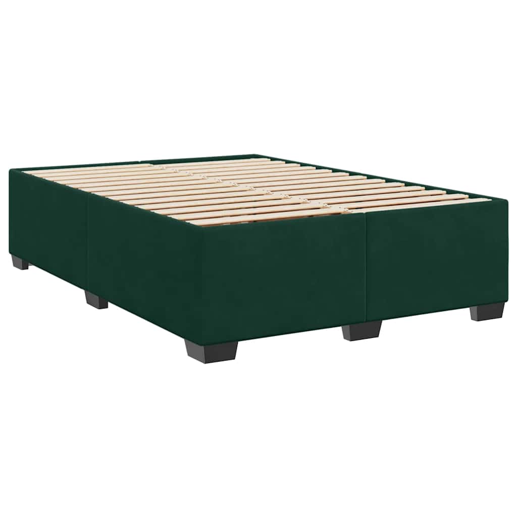 vidaXL Κρεβάτι Boxspring με Στρώμα Σκούρο Πράσινο 140x190εκ. Βελούδινο