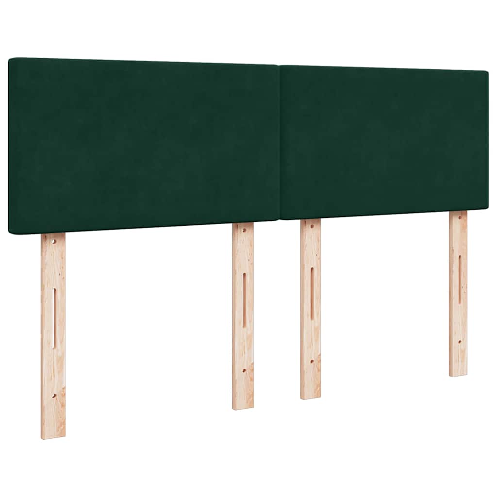 vidaXL Κρεβάτι Boxspring με Στρώμα Σκούρο Πράσινο 140x190εκ. Βελούδινο