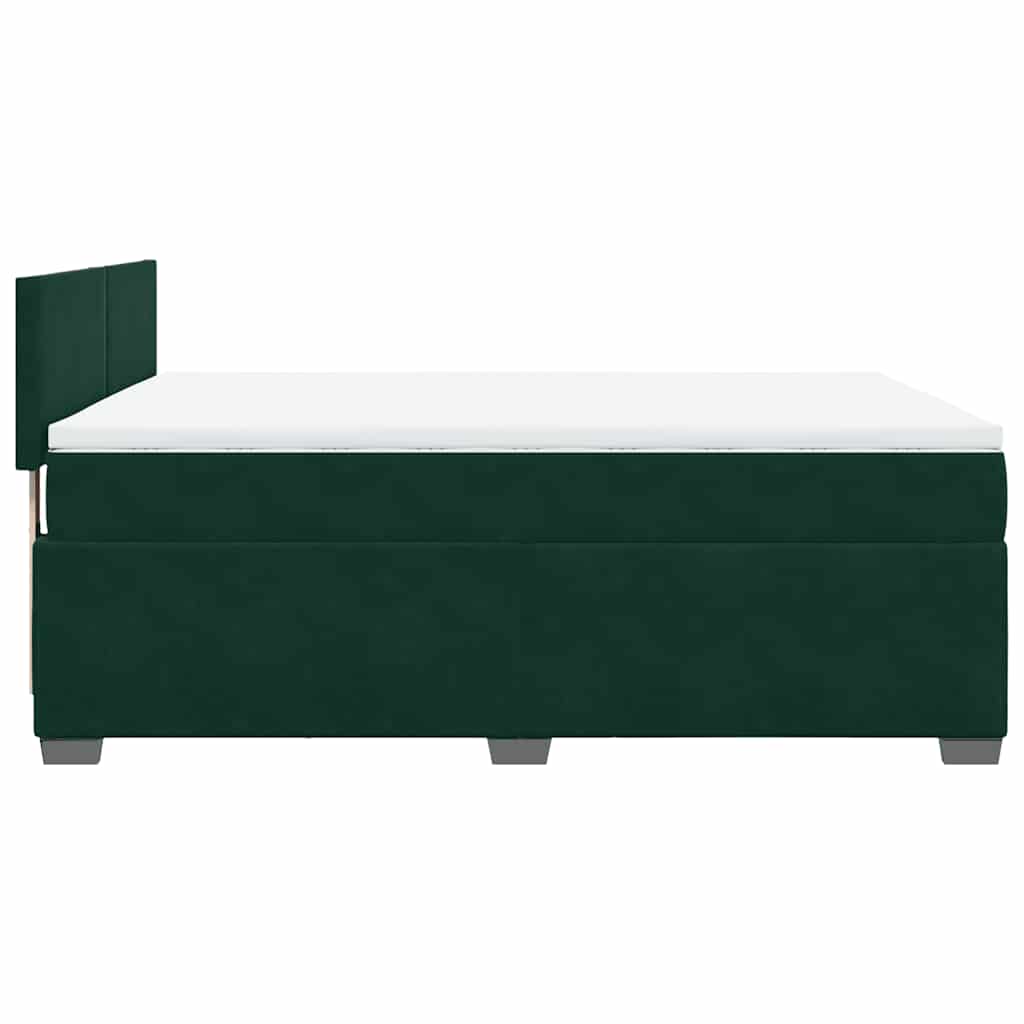 vidaXL Κρεβάτι Boxspring με Στρώμα Σκούρο Πράσινο 140x190εκ. Βελούδινο