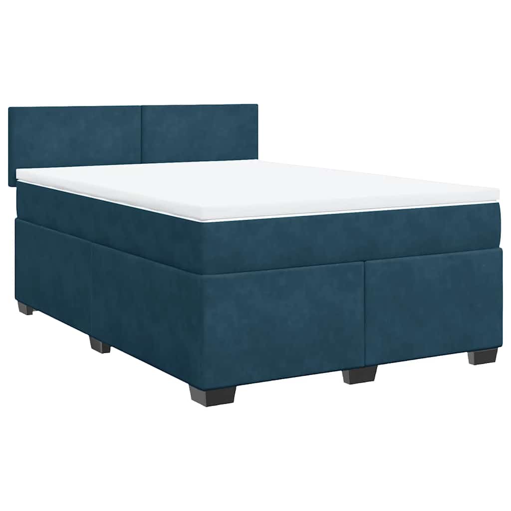vidaXL Κρεβάτι Boxspring με Στρώμα Μπλε 140x190 εκ. Βελούδινο