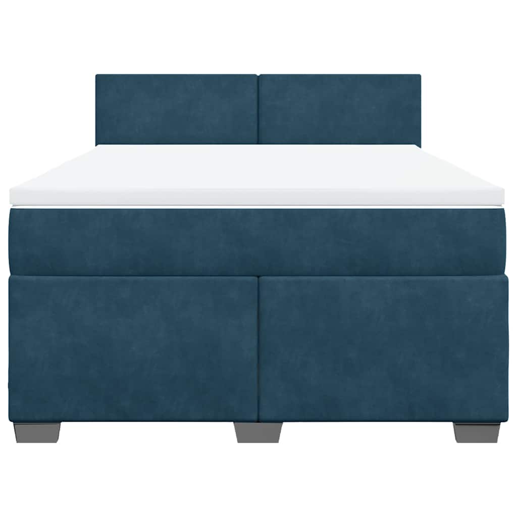 vidaXL Κρεβάτι Boxspring με Στρώμα Μπλε 140x190 εκ. Βελούδινο
