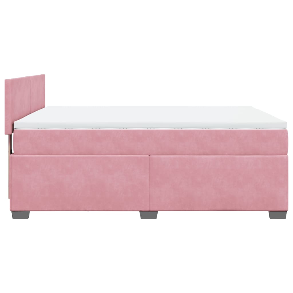 vidaXL Κρεβάτι Boxspring με Στρώμα Ροζ 140x190 εκ. Βελούδινο