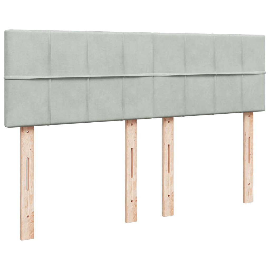 vidaXL Κρεβάτι Boxspring με Στρώμα Ανοιχτό Γκρι 140x190 εκ. Βελούδινο