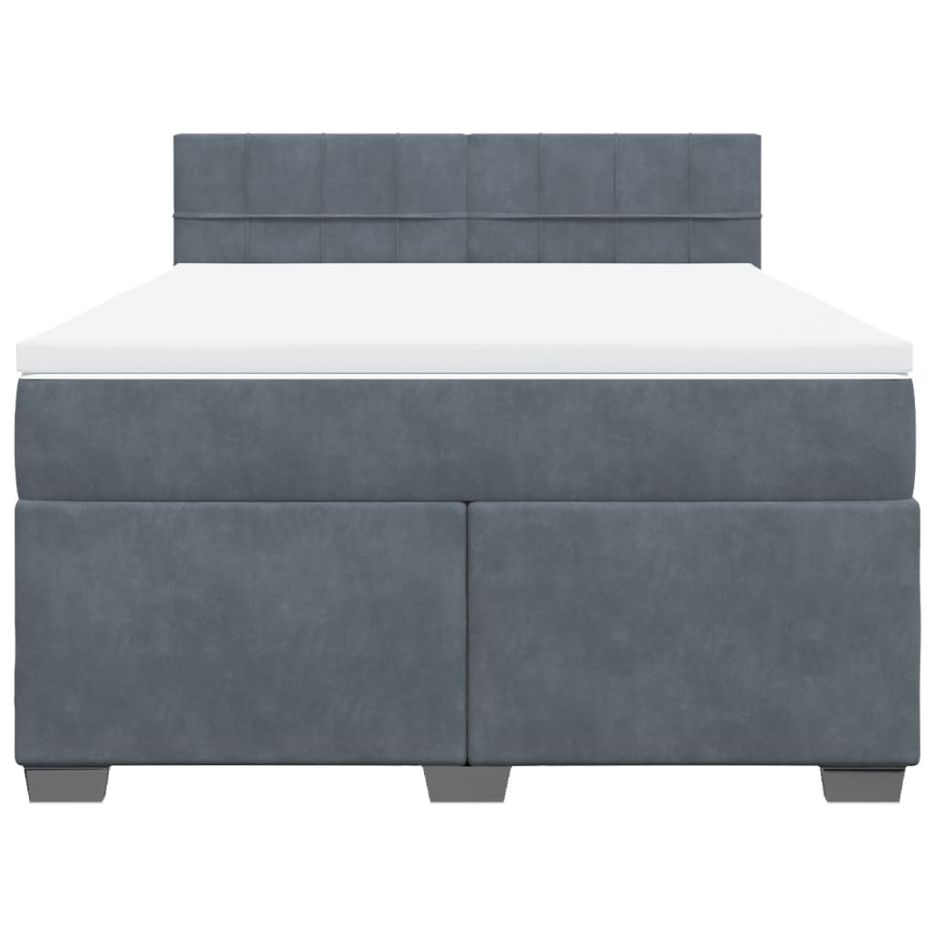 vidaXL Κρεβάτι Boxspring με Στρώμα Σκούρο Γκρι 140x190 εκ. Βελούδινο