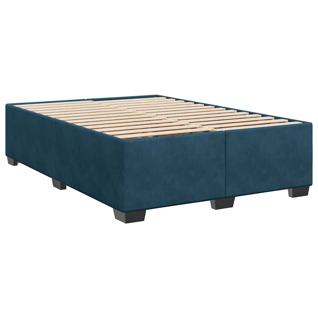 vidaXL Κρεβάτι Boxspring με Στρώμα Μπλε 140x190 εκ. Βελούδινο