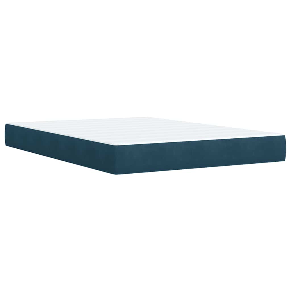 vidaXL Κρεβάτι Boxspring με Στρώμα Μπλε 140x190 εκ. Βελούδινο