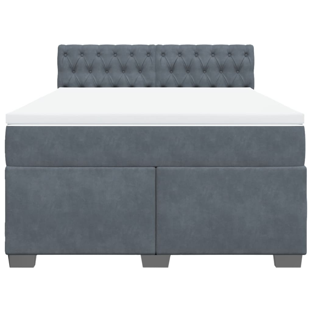 vidaXL Κρεβάτι Boxspring με Στρώμα Σκούρο Γκρι 140x190 εκ. Βελούδινο
