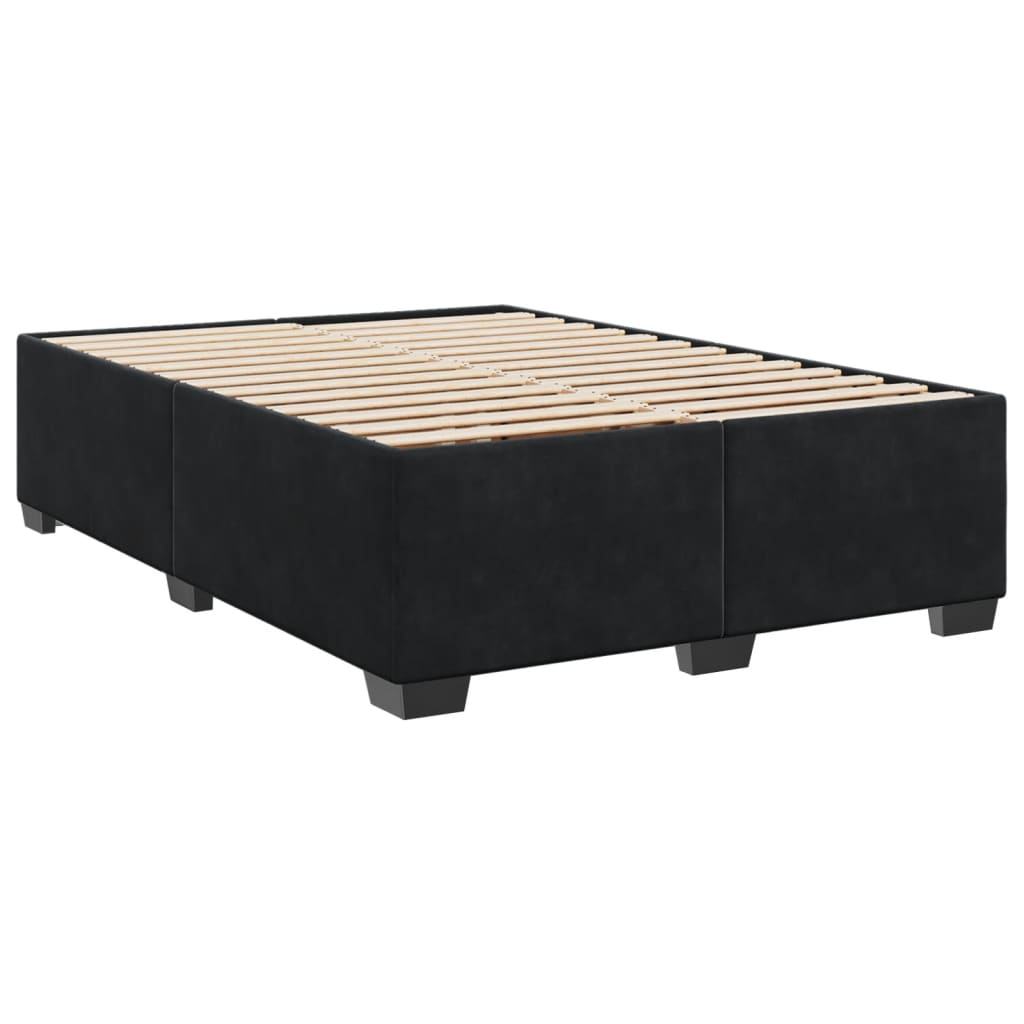 vidaXL Κρεβάτι Boxspring με Στρώμα Μαύρο 140x190 εκ. Βελούδινο