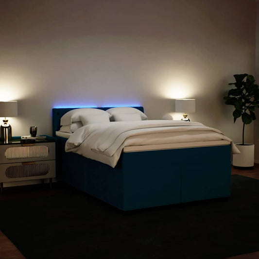 vidaXL Κρεβάτι Boxspring με Στρώμα Μπλε 140x190 εκ. Βελούδινο