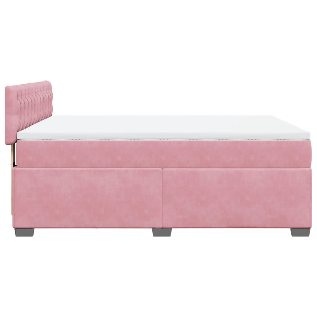 vidaXL Κρεβάτι Boxspring με Στρώμα Ροζ 140x190 εκ. Βελούδινο