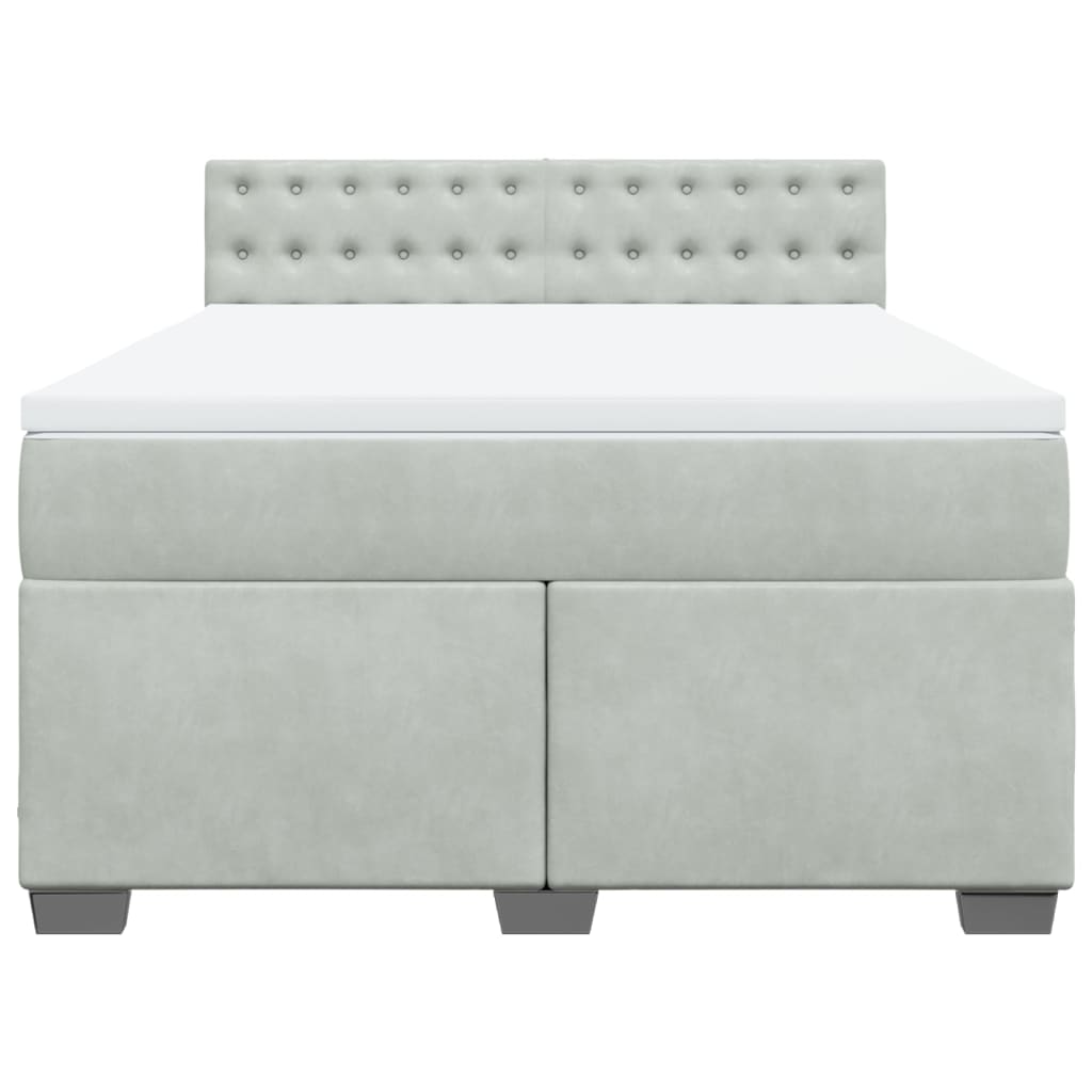 vidaXL Κρεβάτι Boxspring με Στρώμα Ανοιχτό Γκρι 140x190 εκ. Βελούδινο