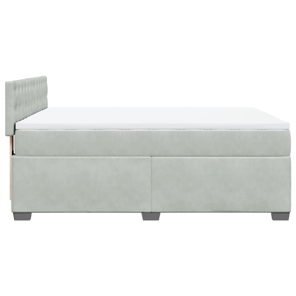 vidaXL Κρεβάτι Boxspring με Στρώμα Ανοιχτό Γκρι 140x190 εκ. Βελούδινο