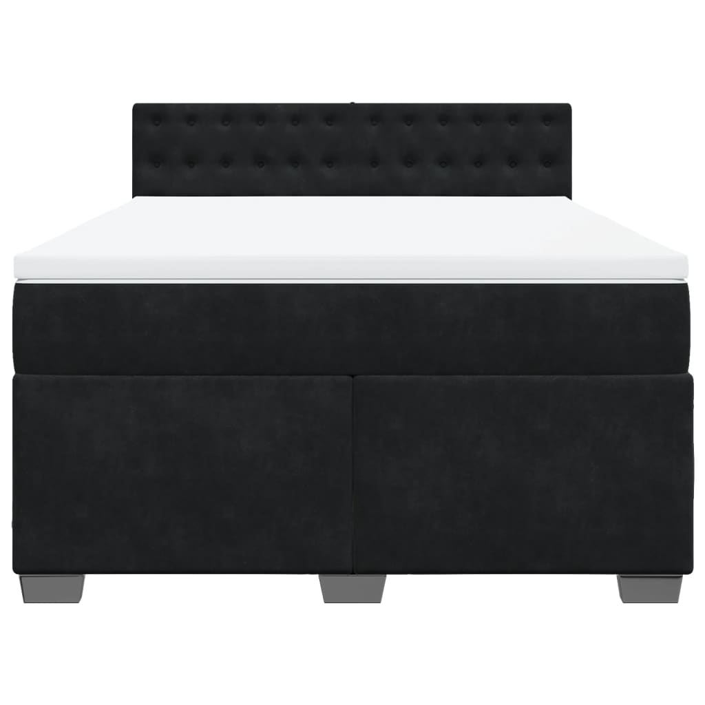 vidaXL Κρεβάτι Boxspring με Στρώμα Μαύρο 140x190 εκ. Βελούδινο