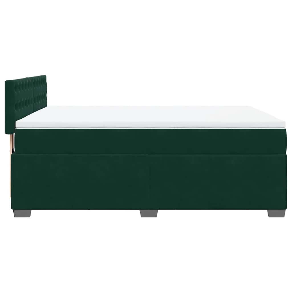 vidaXL Κρεβάτι Boxspring με Στρώμα Σκούρο Πράσινο 140x190εκ. Βελούδινο