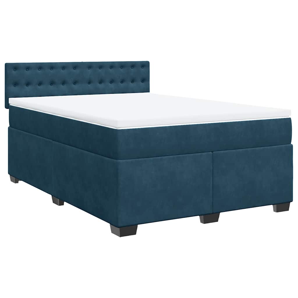 vidaXL Κρεβάτι Boxspring με Στρώμα Μπλε 140x190 εκ. Βελούδινο