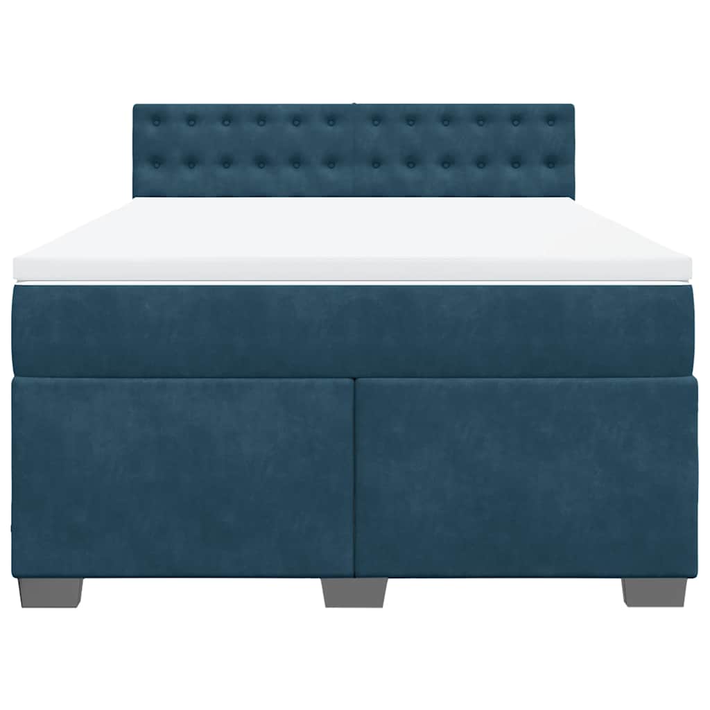 vidaXL Κρεβάτι Boxspring με Στρώμα Μπλε 140x190 εκ. Βελούδινο