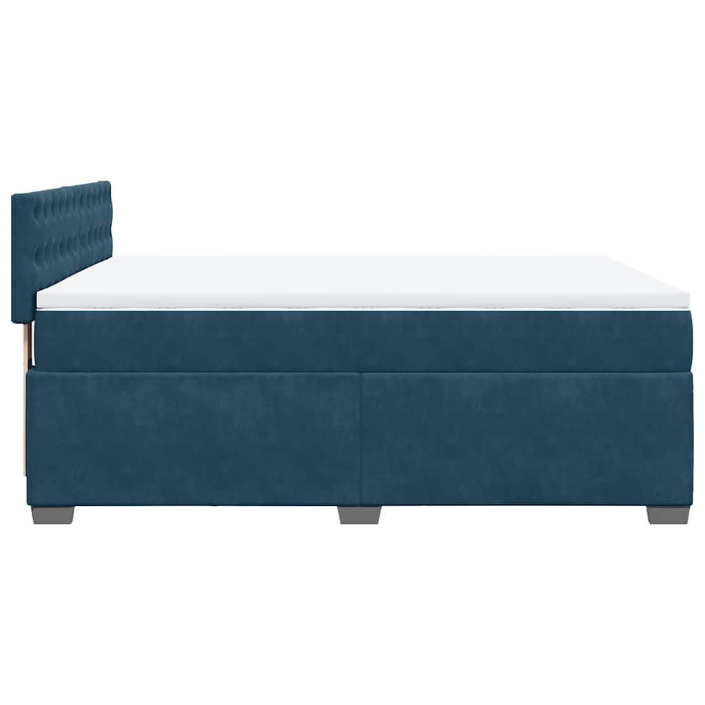 vidaXL Κρεβάτι Boxspring με Στρώμα Μπλε 140x190 εκ. Βελούδινο