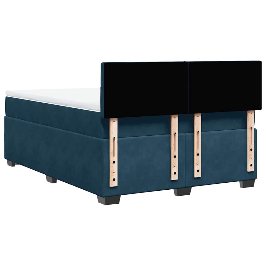 vidaXL Κρεβάτι Boxspring με Στρώμα Μπλε 140x190 εκ. Βελούδινο