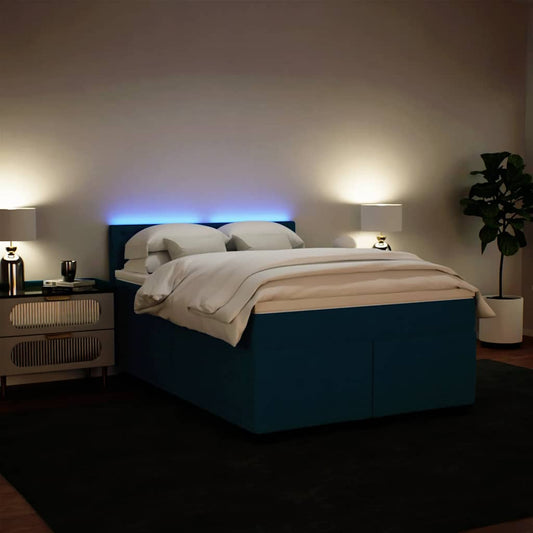 vidaXL Κρεβάτι Boxspring με Στρώμα Μπλε 140x190 εκ. Βελούδινο