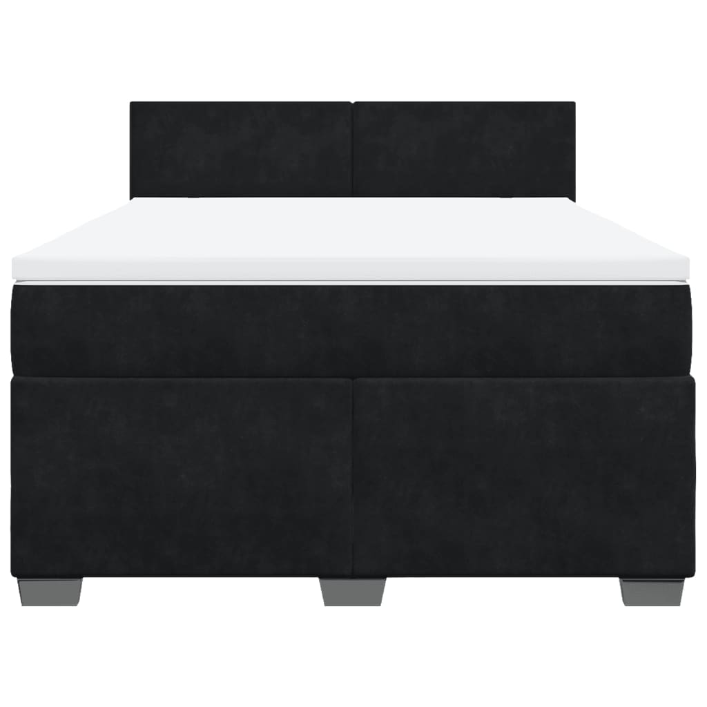 vidaXL Κρεβάτι Boxspring με Στρώμα Μαύρο 140x200 εκ. Βελούδινο