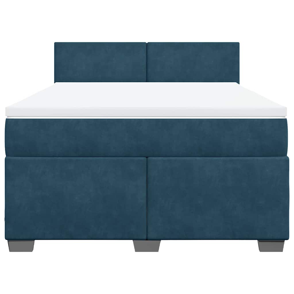 vidaXL Κρεβάτι Boxspring με Στρώμα Μπλε 140x200 εκ. Βελούδινο
