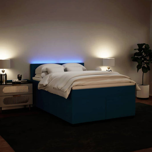 vidaXL Κρεβάτι Boxspring με Στρώμα Μπλε 140x200 εκ. Βελούδινο