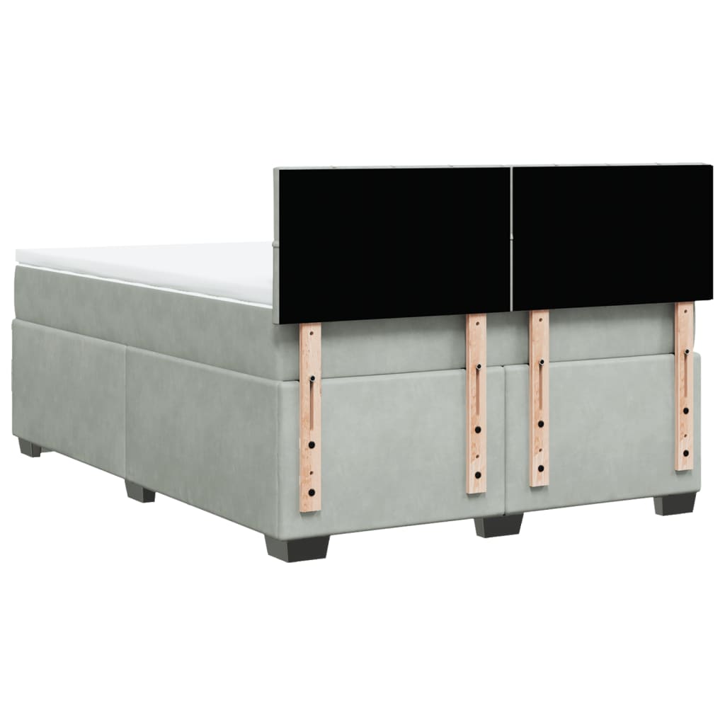 vidaXL Κρεβάτι Boxspring με Στρώμα Ανοιχτό Γκρι 140x200 εκ. Βελούδινο
