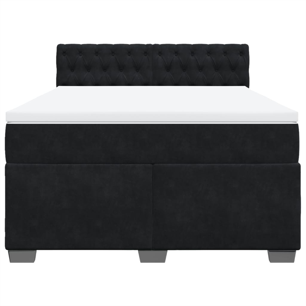vidaXL Κρεβάτι Boxspring με Στρώμα Μαύρο 140x200 εκ. Βελούδινο
