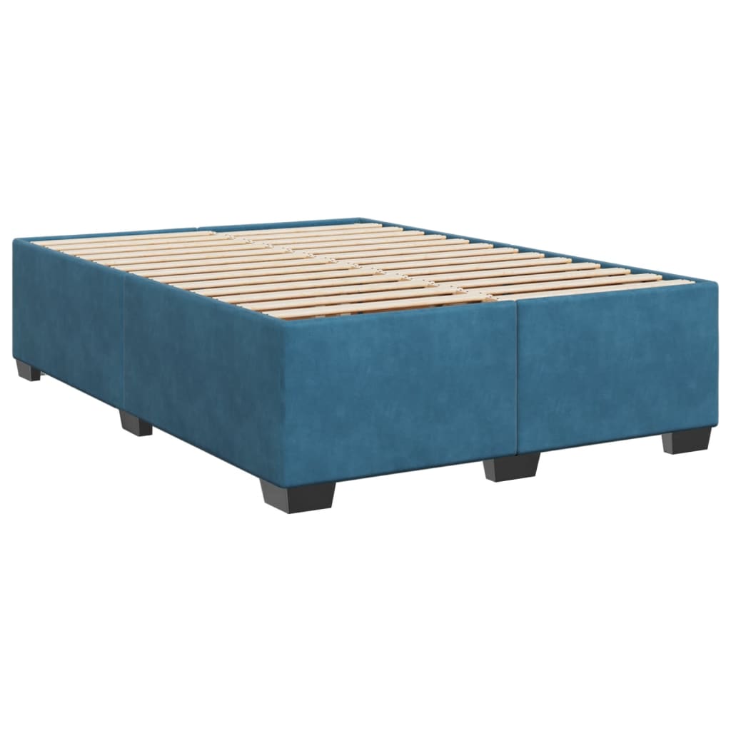 vidaXL Κρεβάτι Boxspring με Στρώμα Μπλε 140x200 εκ. Βελούδινο