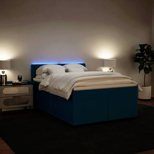 vidaXL Κρεβάτι Boxspring με Στρώμα Μπλε 140x200 εκ. Βελούδινο