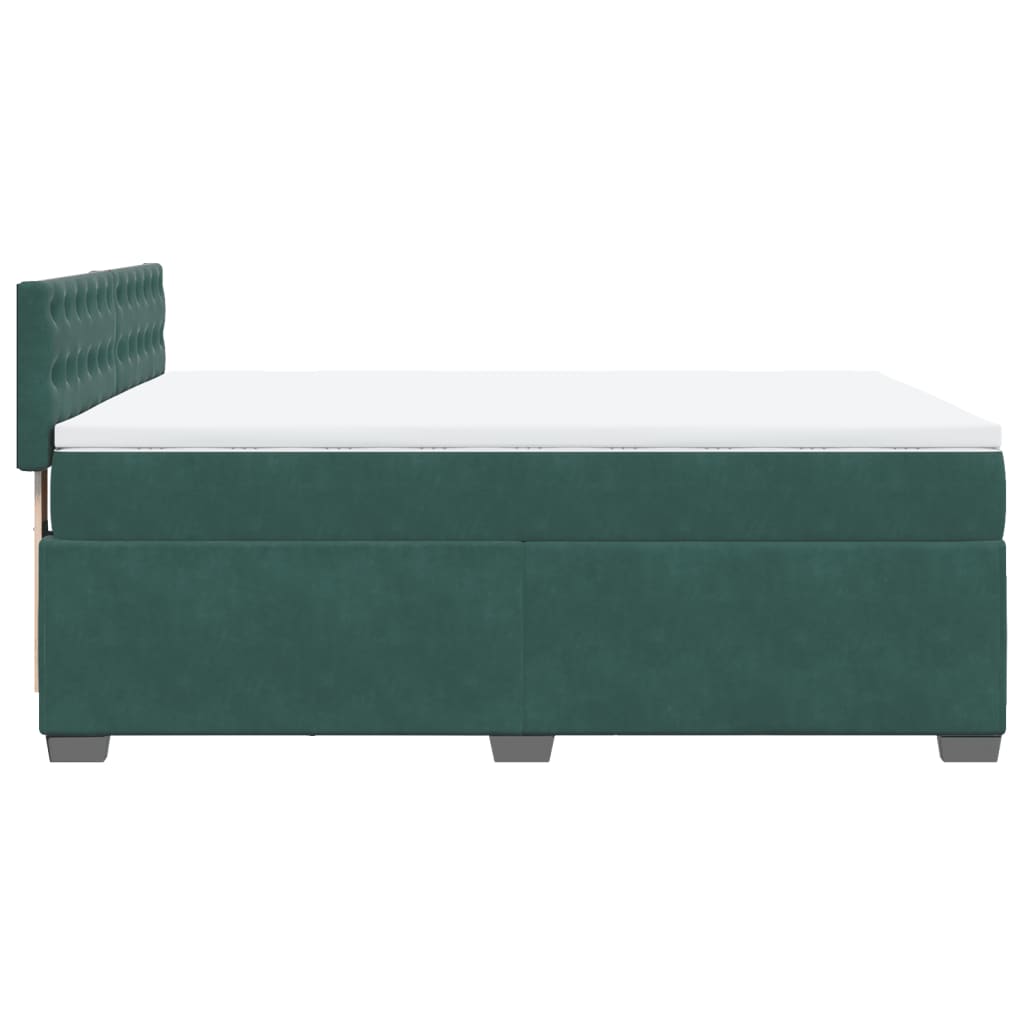 vidaXL Κρεβάτι Boxspring με Στρώμα Σκούρο Πράσινο 140x200εκ. Βελούδινο