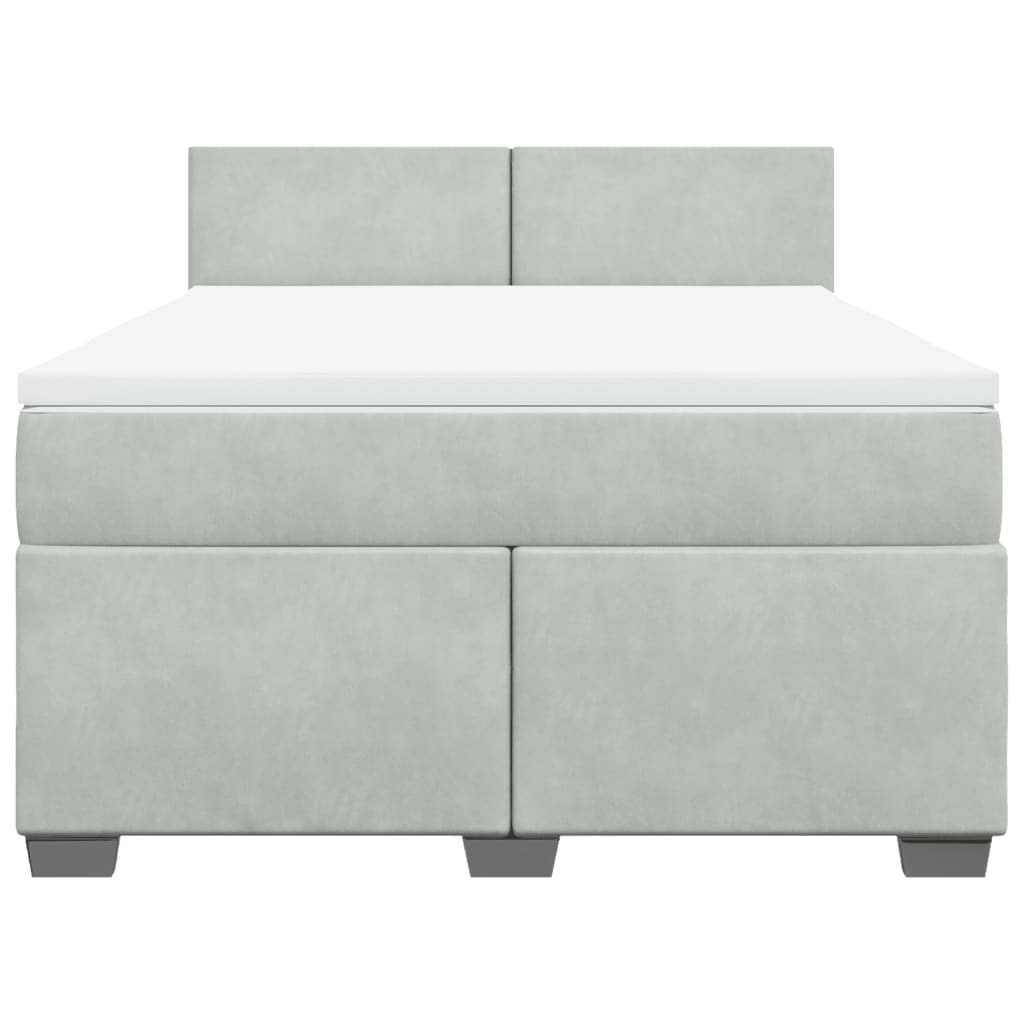 vidaXL Κρεβάτι Boxspring με Στρώμα Ανοιχτό Γκρι 160x200 εκ. Βελούδινο