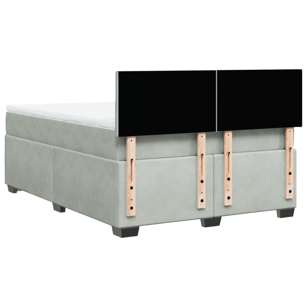 vidaXL Κρεβάτι Boxspring με Στρώμα Ανοιχτό Γκρι 160x200 εκ. Βελούδινο