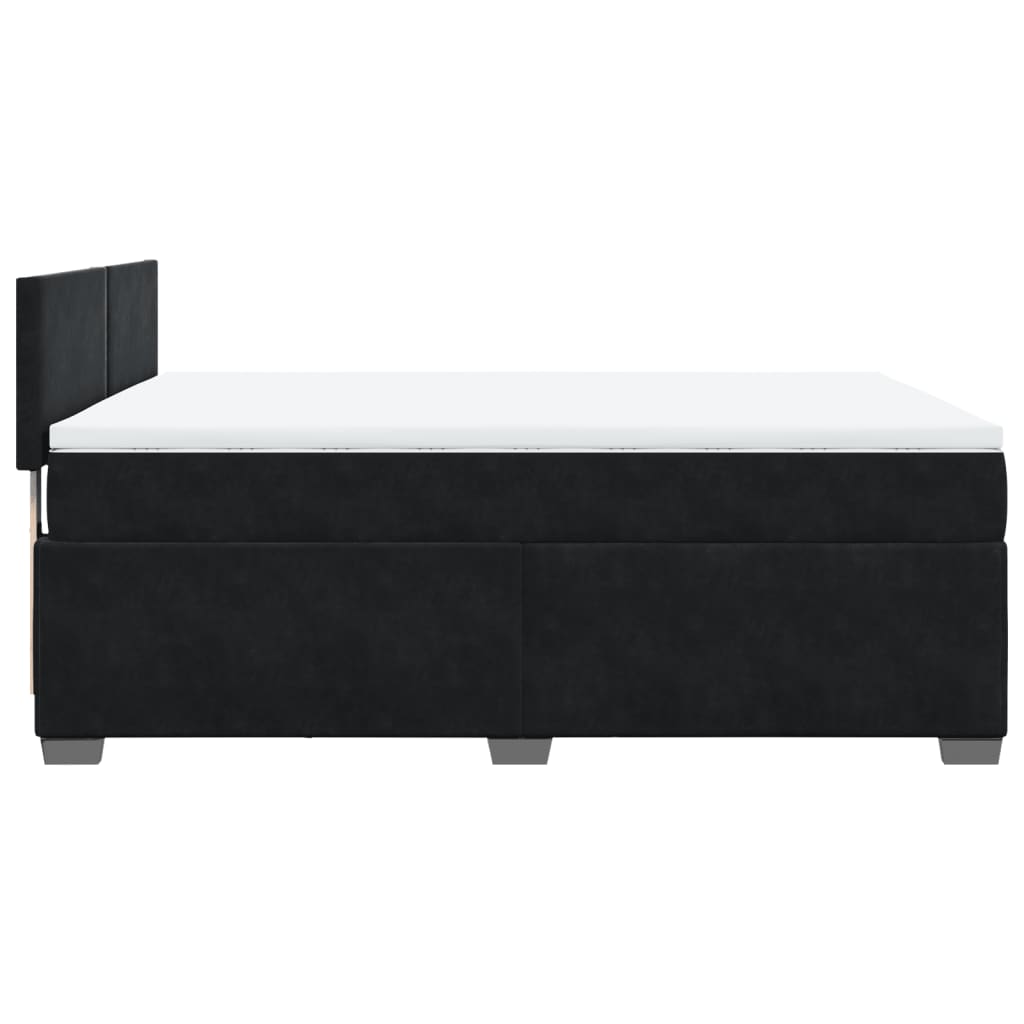 vidaXL Κρεβάτι Boxspring με Στρώμα Μαύρο 160x200 εκ. Βελούδινο