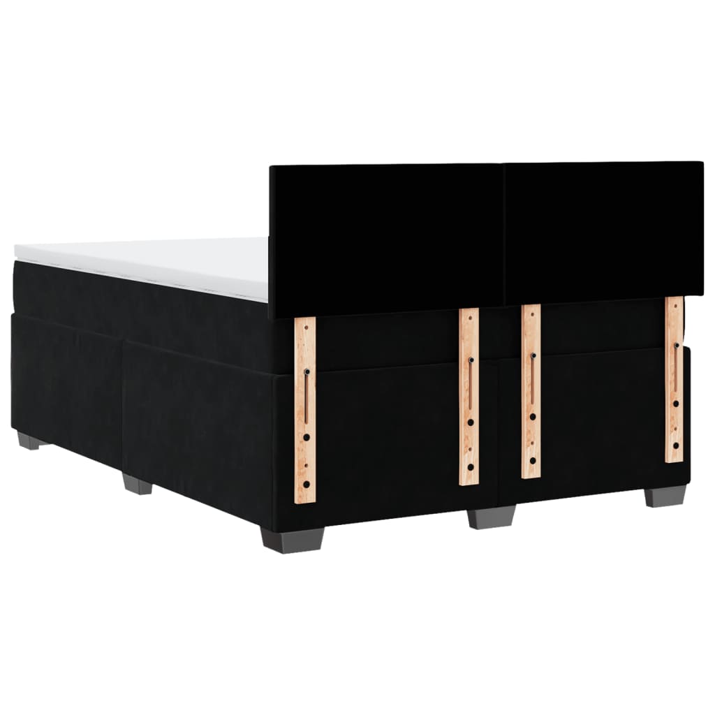 vidaXL Κρεβάτι Boxspring με Στρώμα Μαύρο 160x200 εκ. Βελούδινο