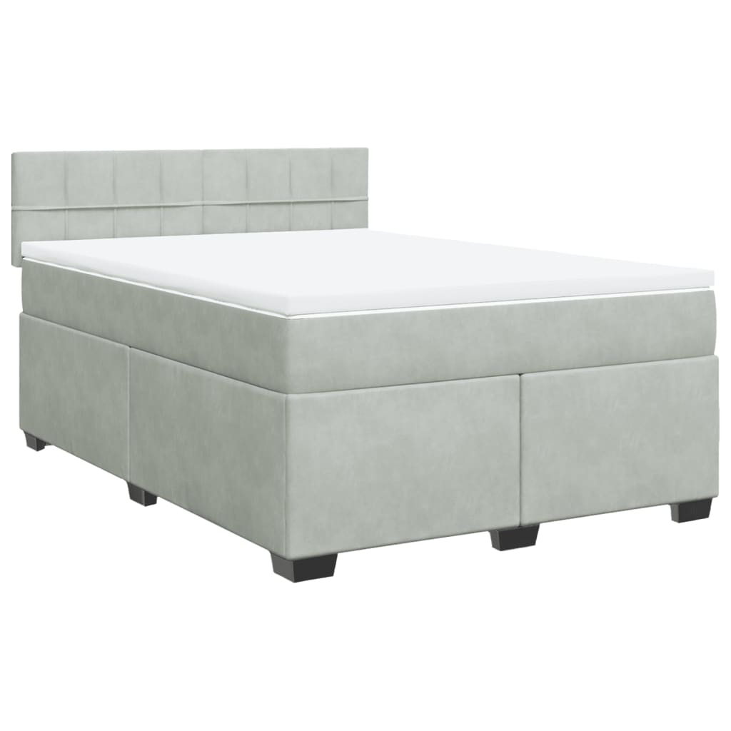 vidaXL Κρεβάτι Boxspring με Στρώμα Ανοιχτό Γκρι 160x200 εκ. Βελούδινο