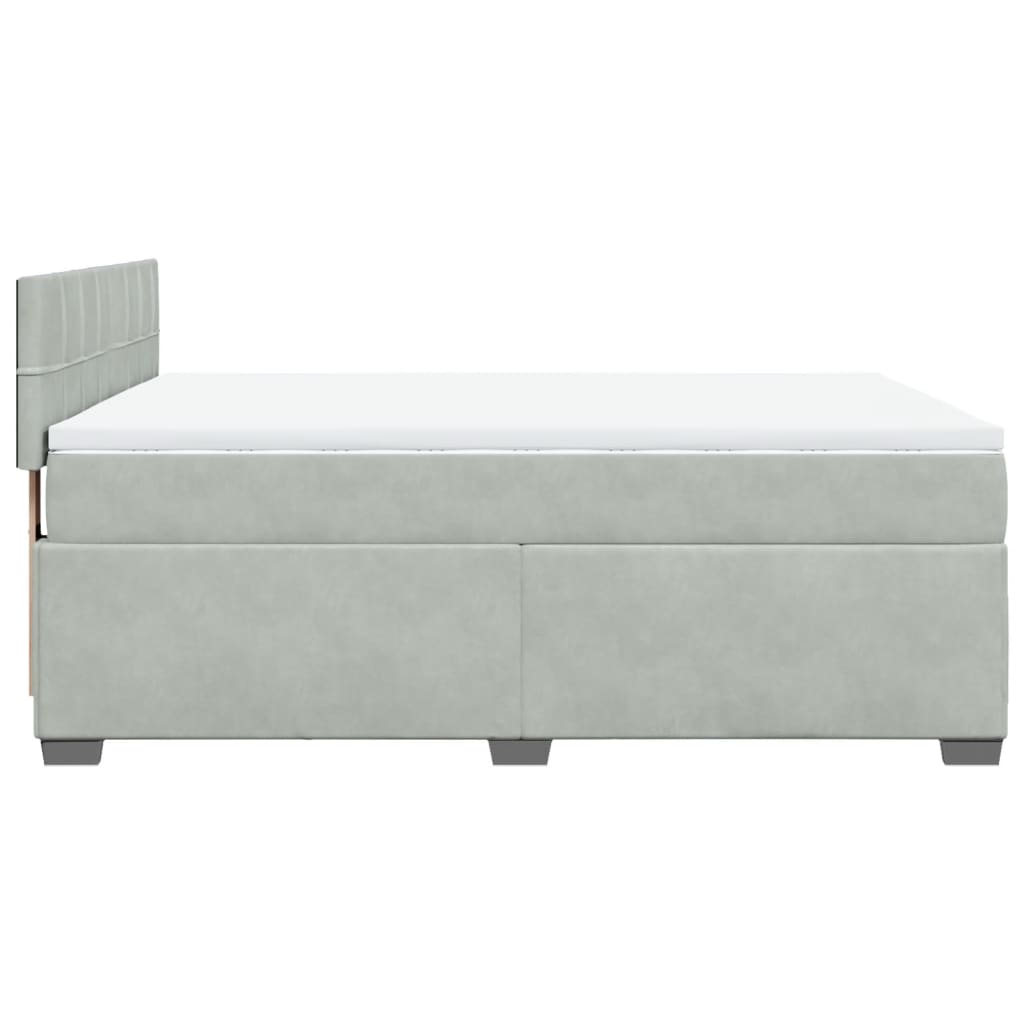 vidaXL Κρεβάτι Boxspring με Στρώμα Ανοιχτό Γκρι 160x200 εκ. Βελούδινο