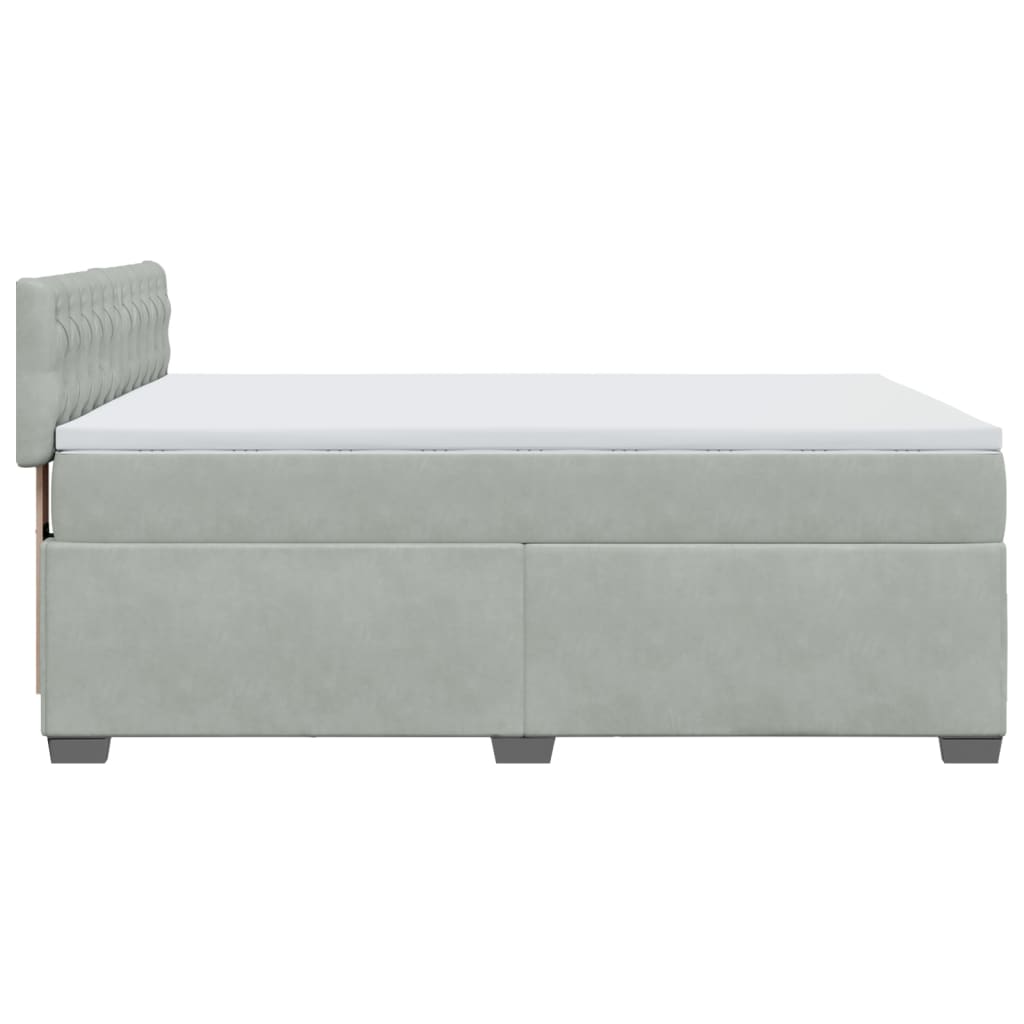 vidaXL Κρεβάτι Boxspring με Στρώμα Ανοιχτό Γκρι 160x200 εκ. Βελούδινο