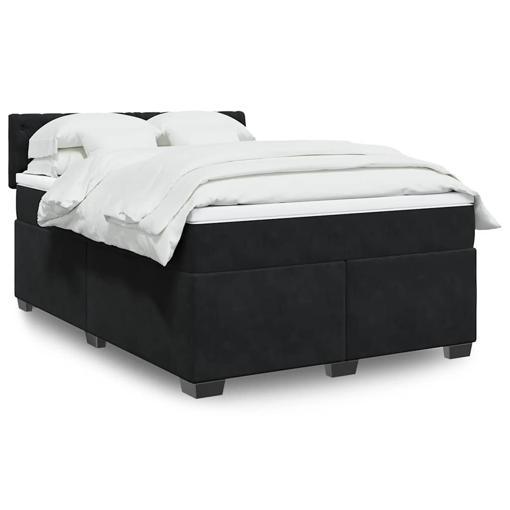 vidaXL Κρεβάτι Boxspring με Στρώμα Μαύρο 160x200 εκ. Βελούδινο