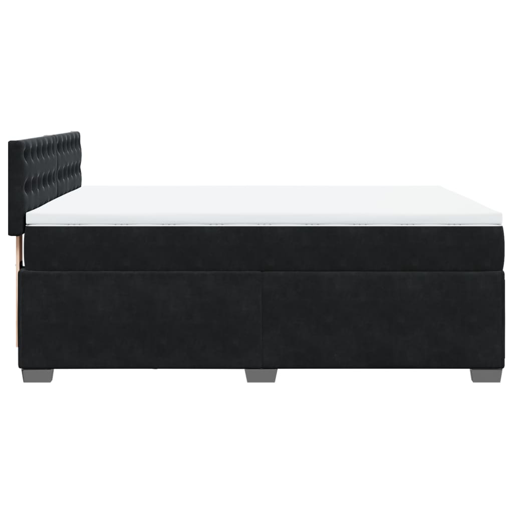 vidaXL Κρεβάτι Boxspring με Στρώμα Μαύρο 160x200 εκ. Βελούδινο