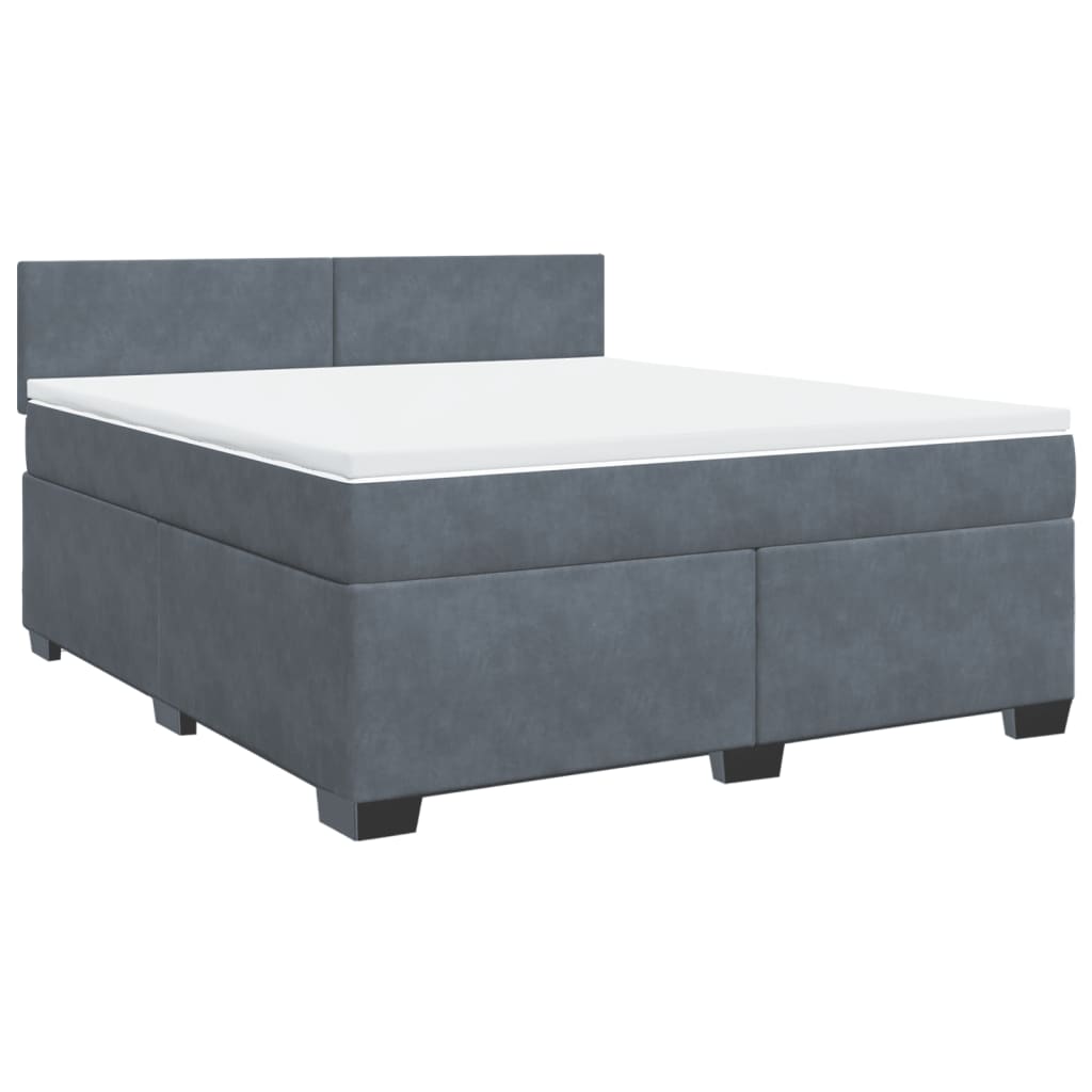 vidaXL Κρεβάτι Boxspring με Στρώμα Σκούρο Γκρι 180x200 εκ. Βελούδινο
