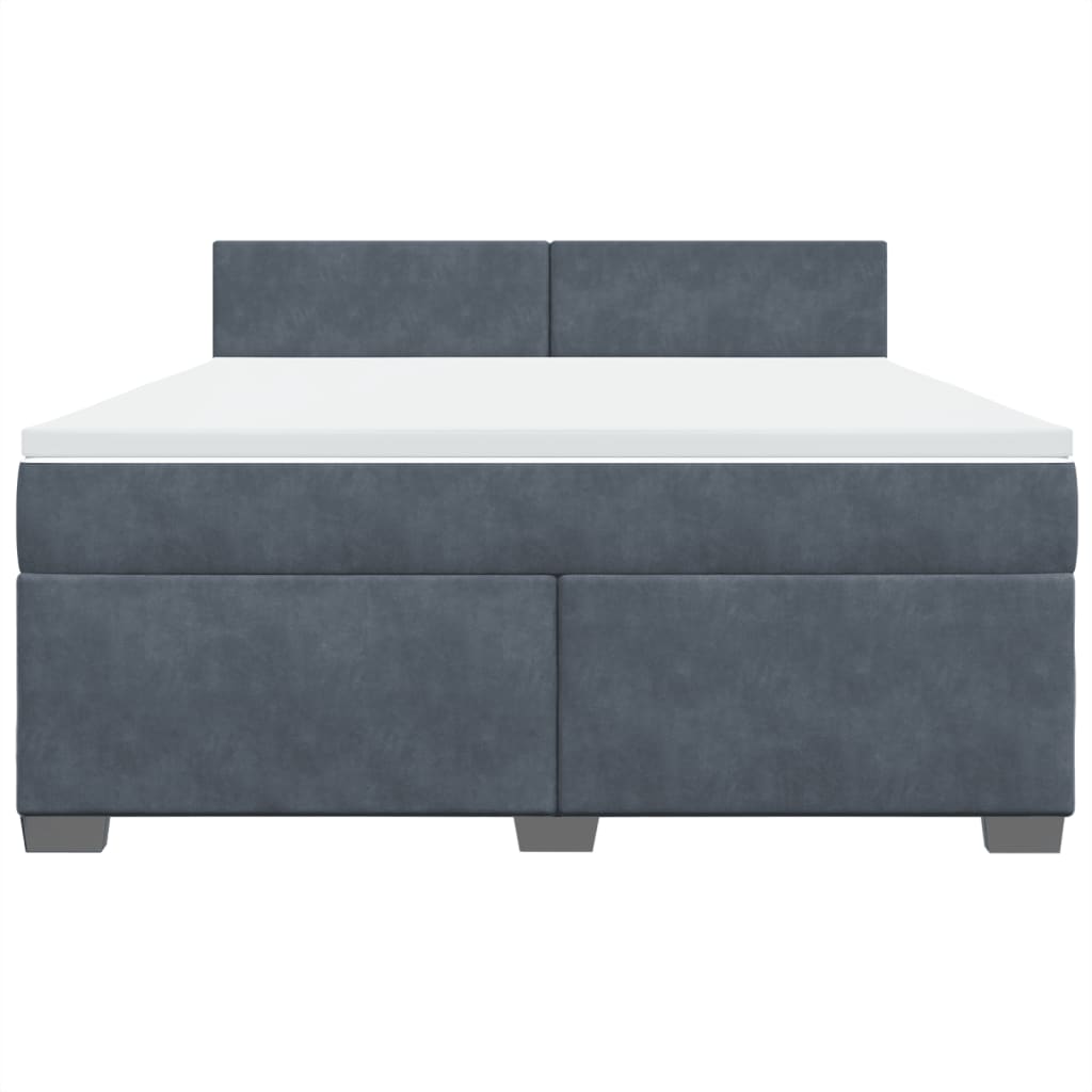 vidaXL Κρεβάτι Boxspring με Στρώμα Σκούρο Γκρι 180x200 εκ. Βελούδινο