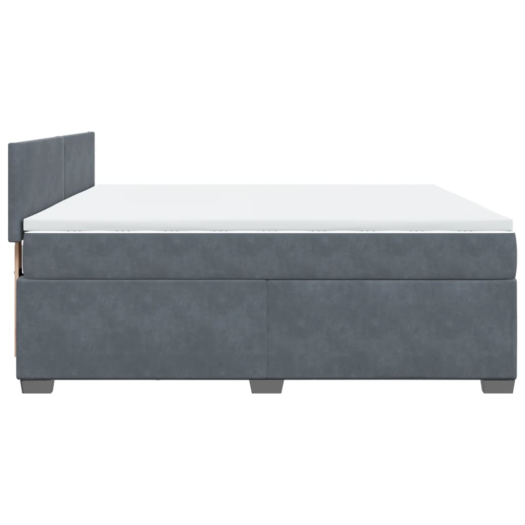 vidaXL Κρεβάτι Boxspring με Στρώμα Σκούρο Γκρι 180x200 εκ. Βελούδινο