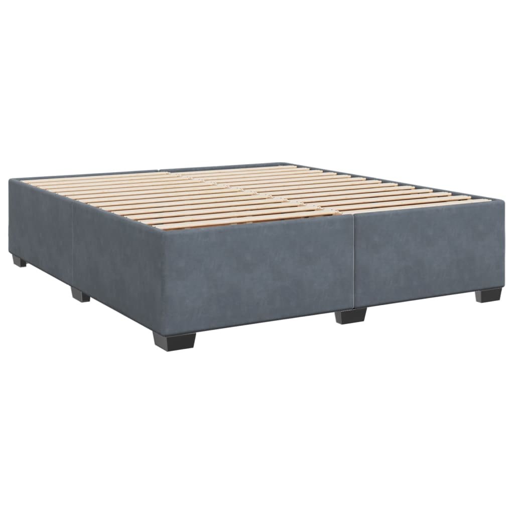 vidaXL Κρεβάτι Boxspring με Στρώμα Σκούρο Γκρι 180x200 εκ. Βελούδινο