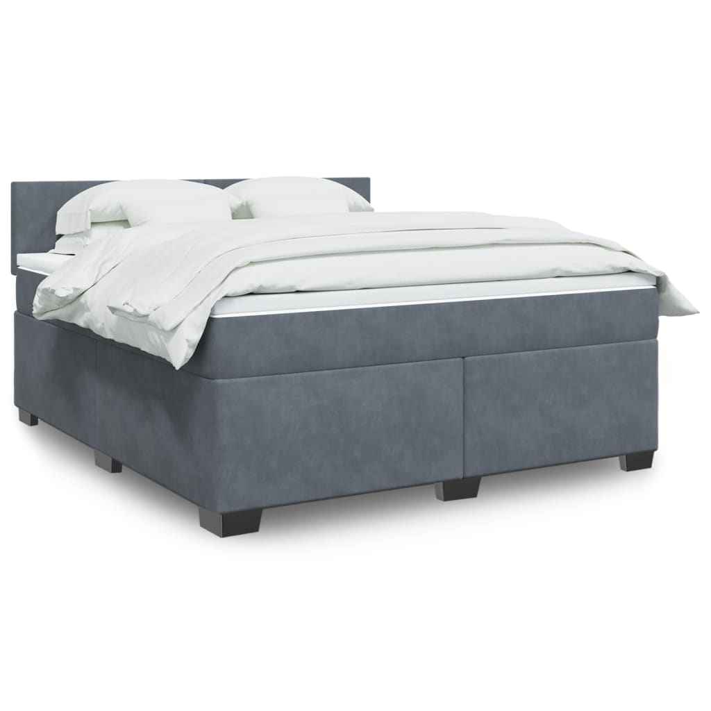 vidaXL Κρεβάτι Boxspring με Στρώμα Σκούρο Γκρι 180x200 εκ. Βελούδινο
