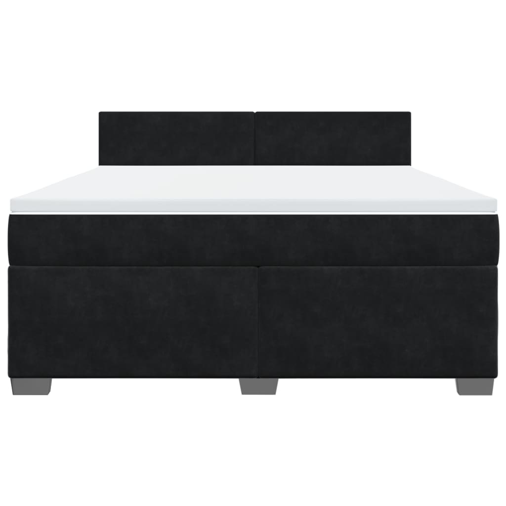 vidaXL Κρεβάτι Boxspring με Στρώμα Μαύρο 180x200 εκ. Βελούδινο
