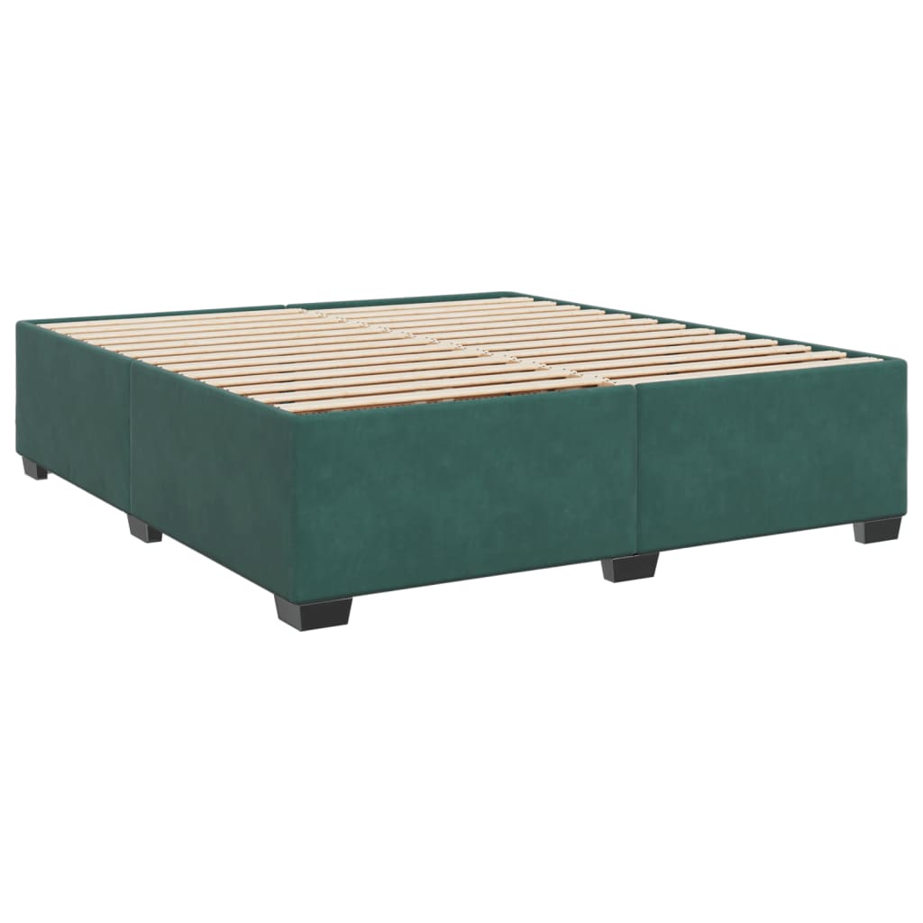 vidaXL Κρεβάτι Boxspring με Στρώμα Σκούρο Πράσινο 180x200εκ. Βελούδινο